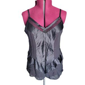 Cosmopolitan Black Satin & Mesh Cami Romper (Size XL)
